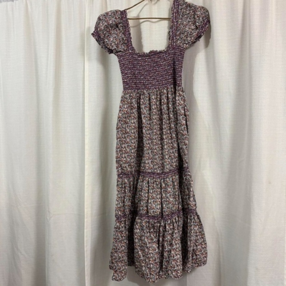 o.p.t. Chic Purple Smocked Floral Dress